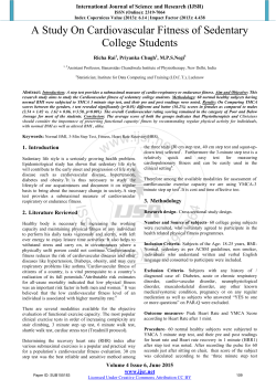 A Study On Cardiovascular Fitness of Sedentary College Students
