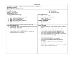 Unit Focus: Graphing/Writing Linear Equations and Systems of