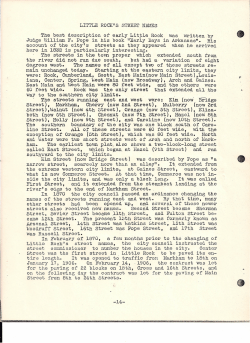 LITTLEROCK`S STREET NAMES The best description of early Lit~le