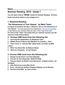 Summer Reading 2016 Grade 7