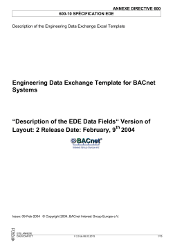 Engineering Data Exchange Template for BACnet Systems