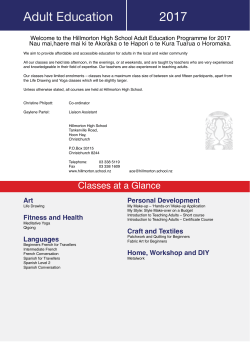 Adult Education 2017 - Hillmorton High School
