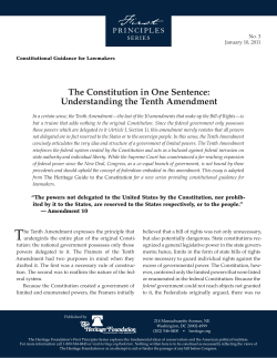 The Constitution in One Sentence: Understanding the Tenth