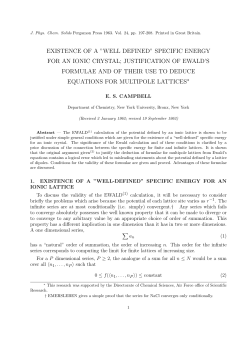 EXISTENCE OF A ”WELL DEFINED” SPECIFIC ENERGY FOR AN