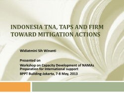 Indonesia TNA, TAPs and FIRM toward Mitigation Actions