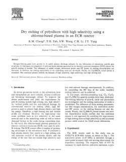 Dry etching of polysilicon with high selectivity using a chlorine