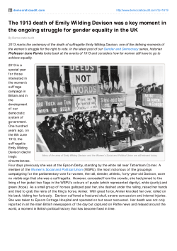 The 1913 death of Emily Wilding Davison was a key moment in the
