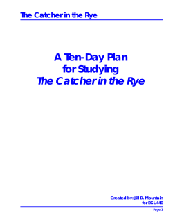 A Ten-Day Plan for Studying The Catcher in the Rye