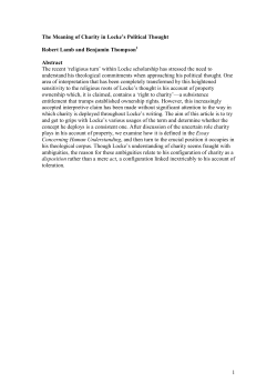 1 The Meaning of Charity in Locke`s Political Thought Robert Lamb