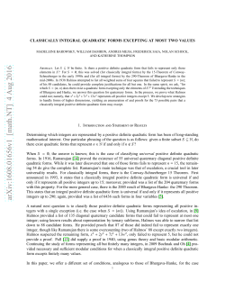 Classically Integral Quadratic Forms Excepting at Most Two Values