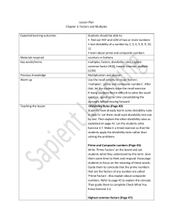 Lesson Plan Chapter 3: Factors and Multiples Expected learning