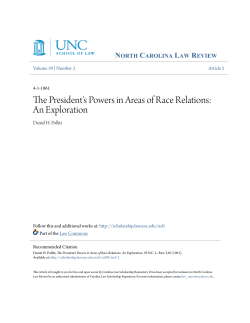 The President`s Powers in Areas of Race Relations