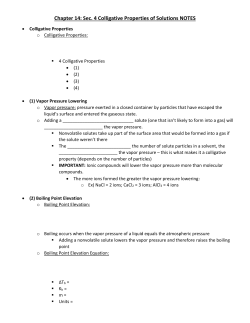 Chapter 14: Sec. 4 Colligative Properties of