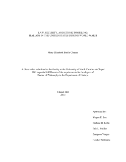 Law, Security and Ethnic Profiling: Italians in the United States