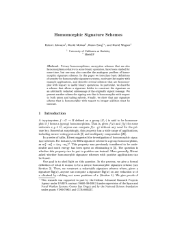 Homomorphic Signature Schemes