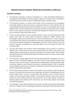 National Interest Analysis: Minamata Convention on Mercury