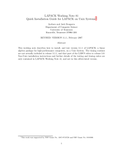 LAPACK Working Note 81 Quick Installation Guide for