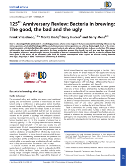 Bacteria in brewing: The good, the bad and the ugly