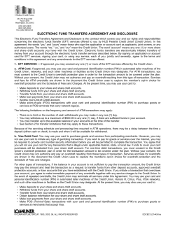 electronic fund transfers agreement and disclosure