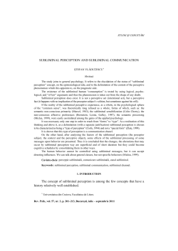 SUBLIMINAL PERCEPTION AND SUBLIMINAL COMMUNICATION
