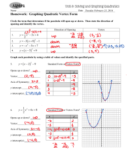 Homework: Graphing Quadratic Vertex Form