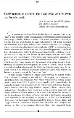 Confrontation at Rossiter: The Coal Strike of 1927