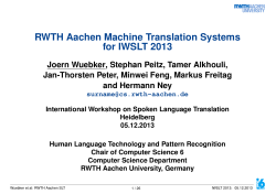 RWTH Aachen Machine Translation Systems for IWSLT 2013