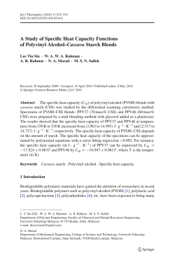 A Study of Specific Heat Capacity Functions of Polyvinyl Alcohol