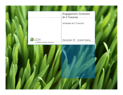 Engagement Schedule M-3 Tutorial M 3 Tutorial