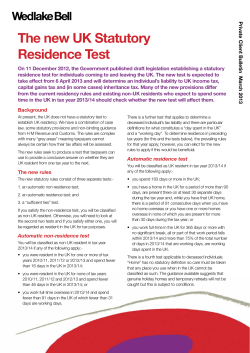 The new UK Statutory Residence Test
