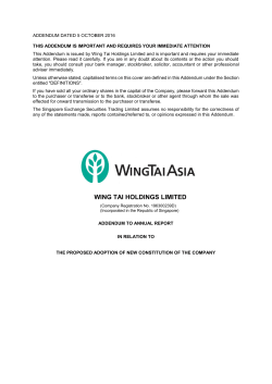 Addendum in relation to the proposed adoption of new constitution