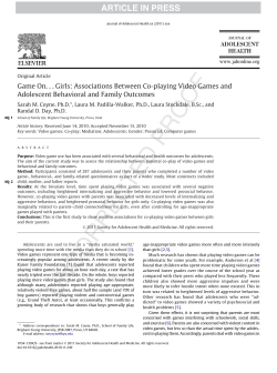 Game On&hellip; Girls: Associations Between Co