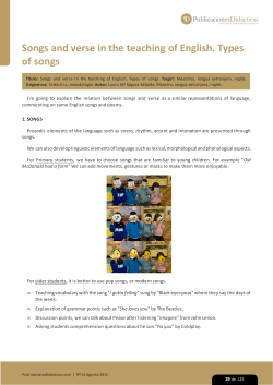 Songs and verse in the teaching of English. Types of songs