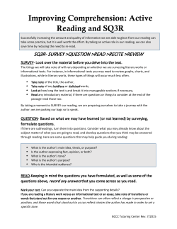 Improving Comprehension: Active Reading and SQ3R