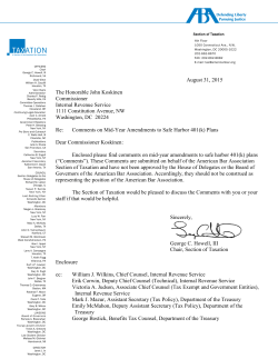 Comments on Mid-Year Amendments to Safe Harbor 401(k) Plans