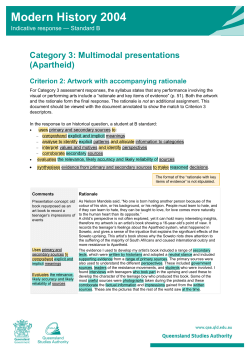 Modern History 2004: Sample student assessment and