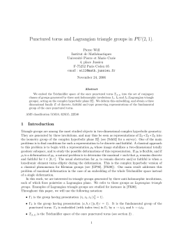 Punctured torus and Lagrangian triangle groups in
