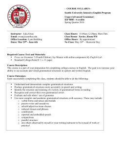 Advanced Grammar Sample Syllabus