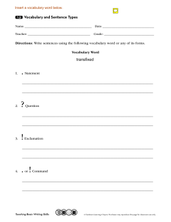 1.3 Vocabulary and Sentence Types transfixed