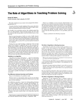 The role of algorithms in teaching problem solving