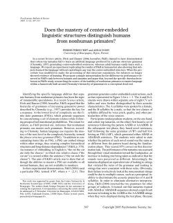 Does the mastery of center-embedded linguistic structures