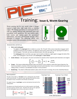 Training: Issue 6, Worm Gearing