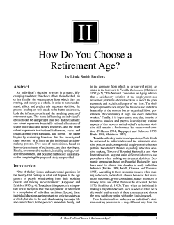 Retirement Needs Framework, Chapter 2: How Do You Choose a