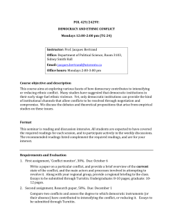 POL 429/2429Y: DEMOCRACY AND ETHNIC CONFLICT Mondays