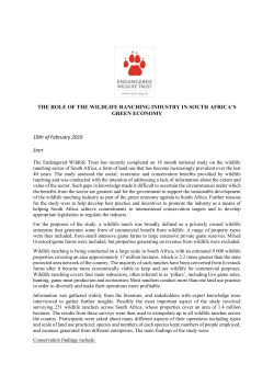 THE ROLE OF THE WILDLIFE RANCHING INDUSTRY IN SOUTH