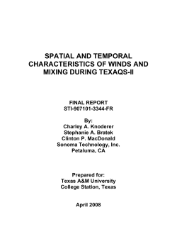 spatial and temporal characteristics of winds and mixing