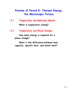 Preview of Period 5: Thermal Energy, the Microscopic Picture