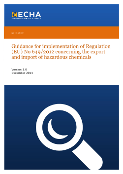 Guidance for implementation of the PIC Regulation