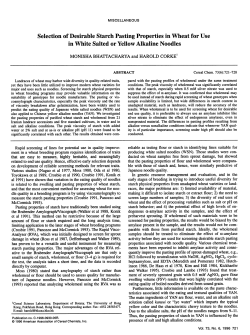 Selection of Desirable Starch Pasting Properties in Wheat for Use in