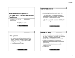 Assessment and Eligibility when working with Bilingual Children